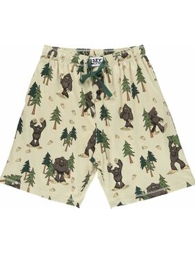​NWT Lazy One Mens Bigfoot Sasquatch Pajama Shorts XXL Beige Cotton Sleep Shorts